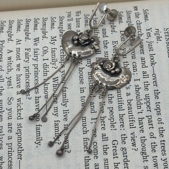Vintage Jewelry - Vintage Modernist Brutalist Screw-Back Sterling Silver Earrings
